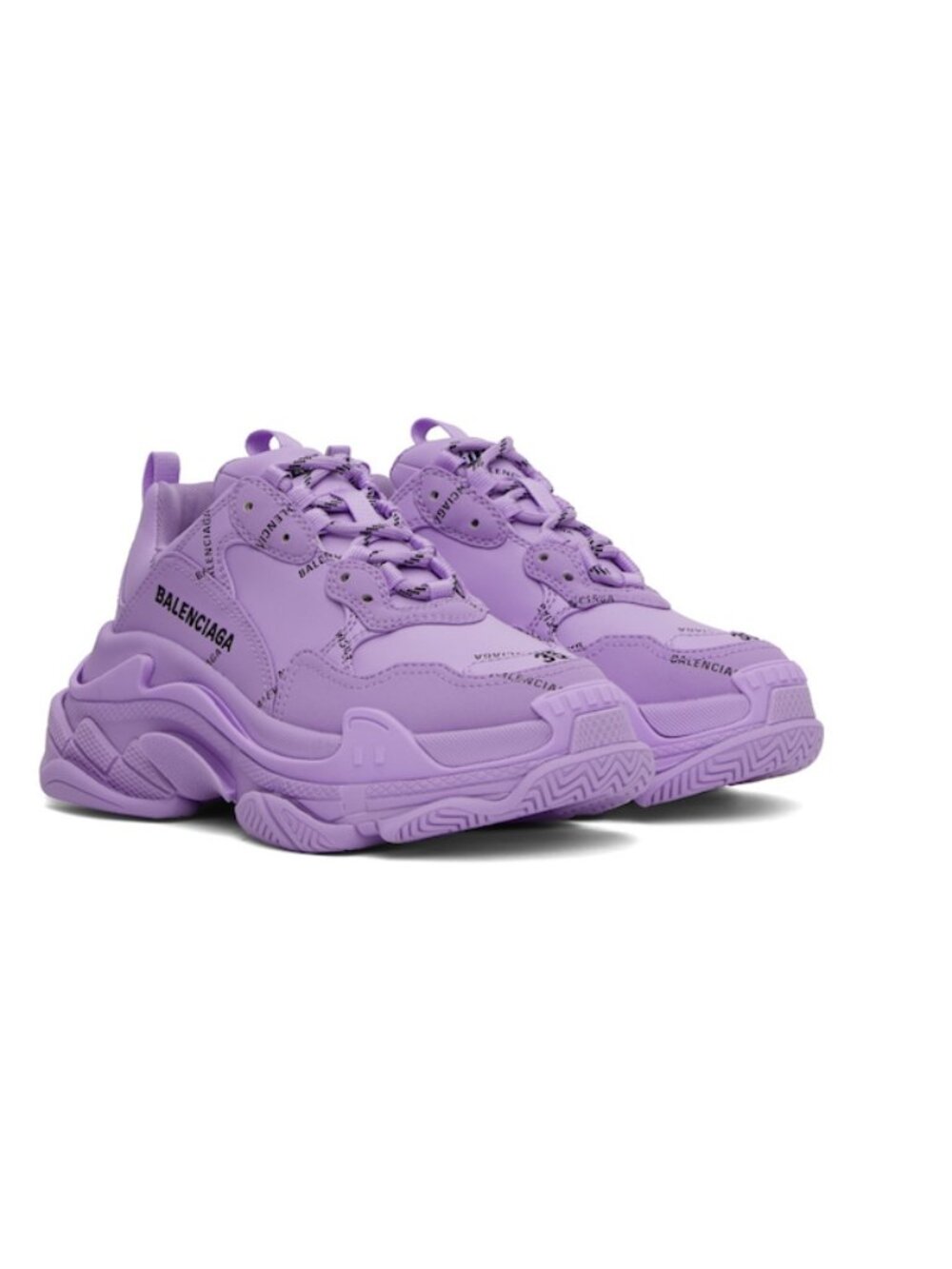 Balenciaga Purple Triple S Allover Logo Sneakers